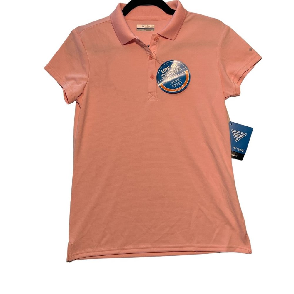Columbia Women's Omni-Shade Flip Polo Pink S/P Size Small NWT